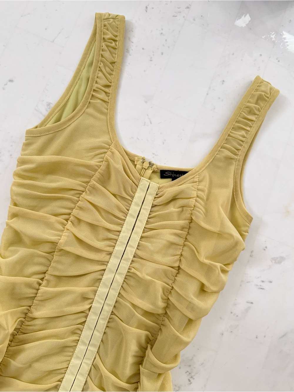 Shinestar Lemon Ruched Mini Dress - Picture 2 of 7
